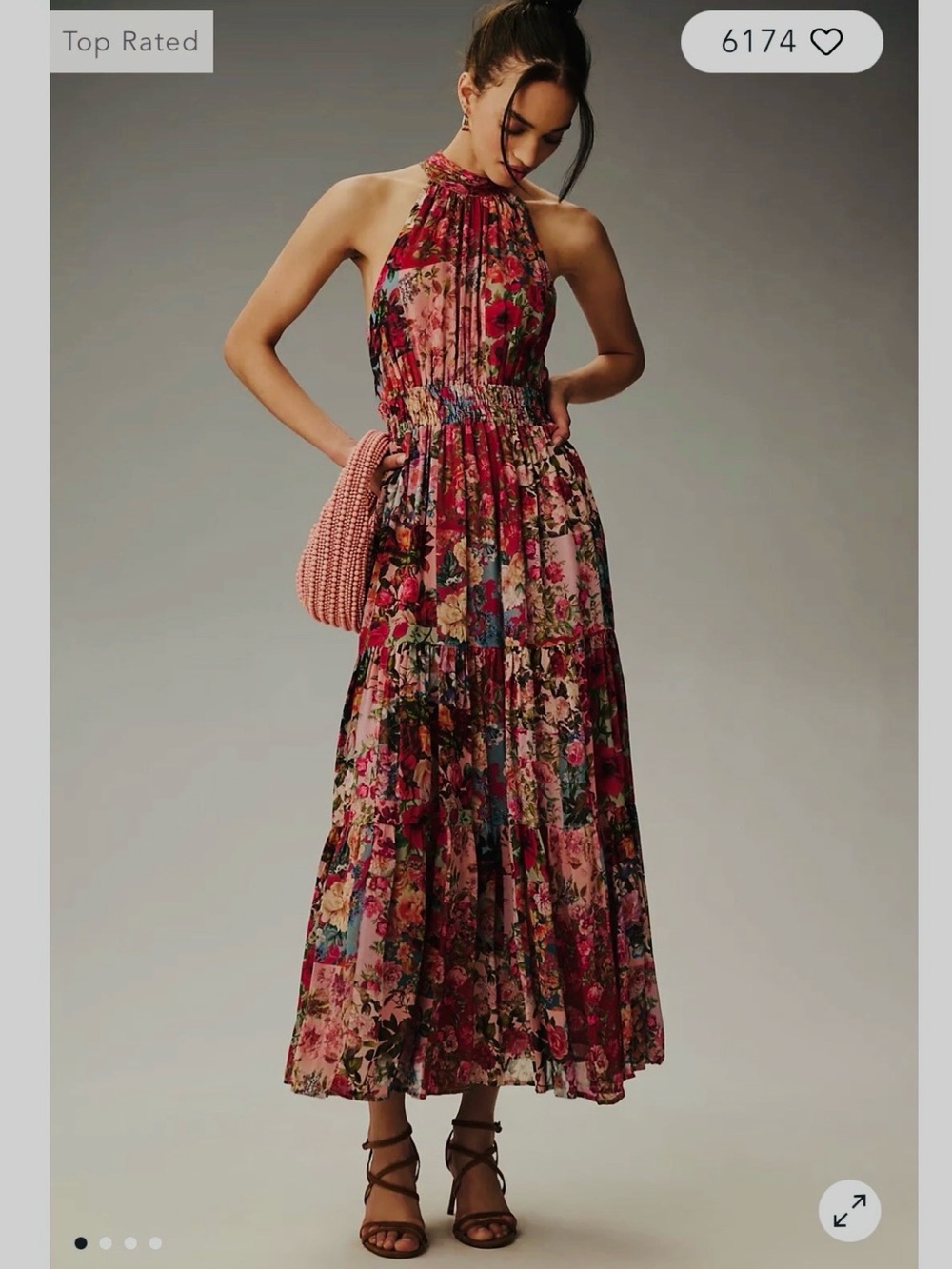 Anthropologie (Maeve) Floral Halter Maxi Dress